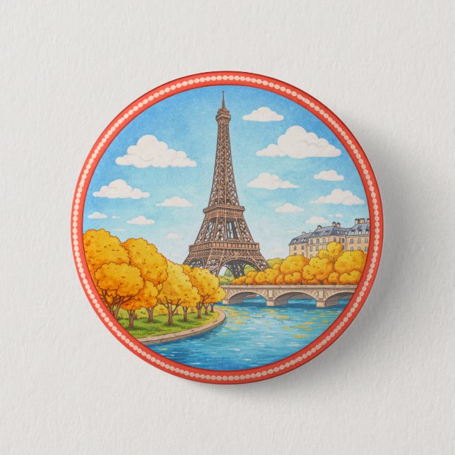 Paris' Eiffel Tower 2 Inch Round Button (Front)