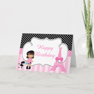 Paris Eiffel Tower African American Girl Card