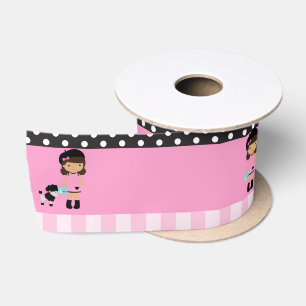 Paris Eiffel Tower African American Girl Satin Ribbon