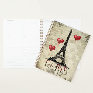 Paris, Eiffel Tower and Red Heart Balloons Script Planner