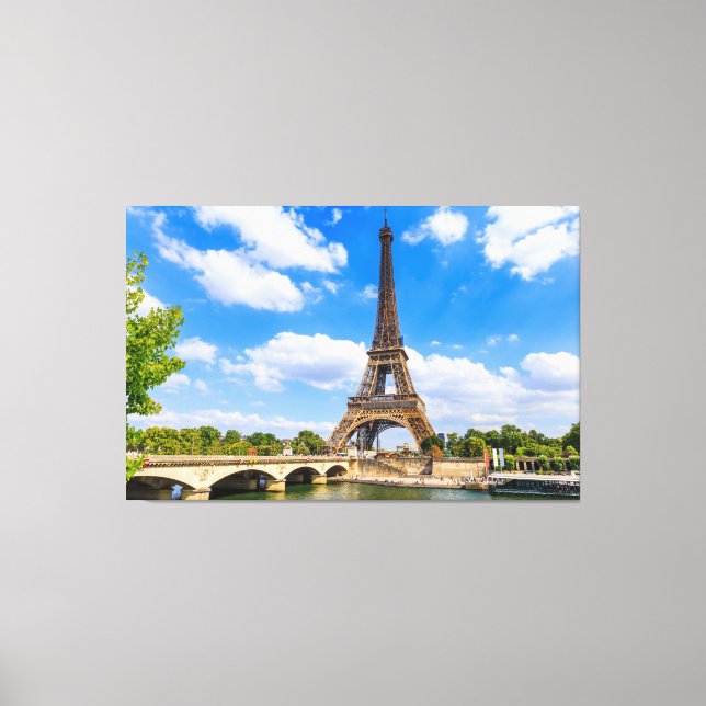 Paris, Eiffel Tower and river Seine, France. Canvas Print (Front)