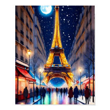 Paris Eiffel Tower at Night Poster