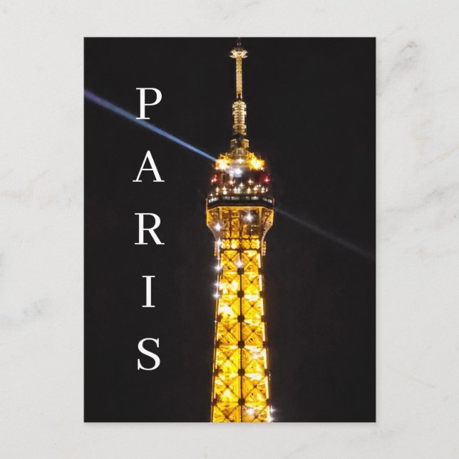 Paris Eiffel Tower at night view postcard (Front)
