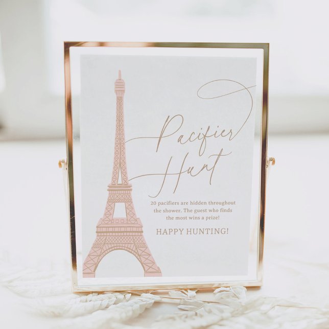 Paris Eiffel Tower Baby Shower Pacifier Hunt Sign (Creator Uploaded)
