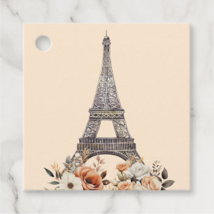 Paris Eiffel Tower Beautiful Floral Bridal Shower Favour Tags