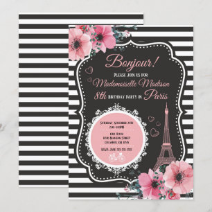Paris Eiffel Tower Birthday Party Invitation