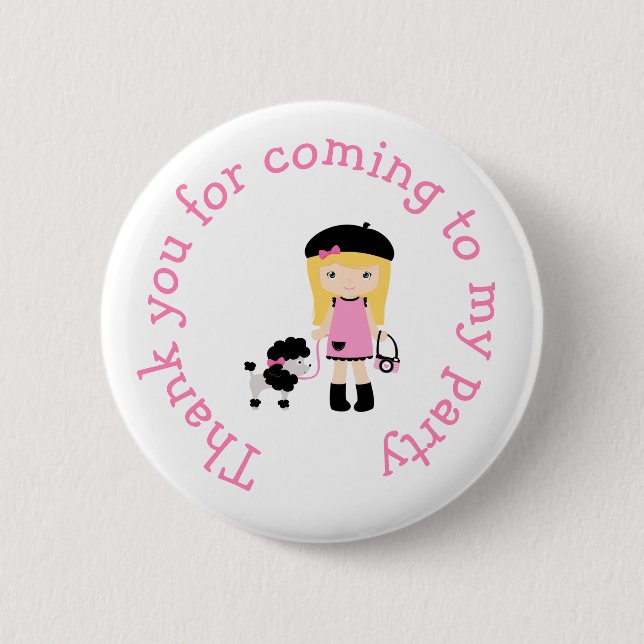 Paris Eiffel Tower Blonde Girl 2 Inch Round Button (Front)