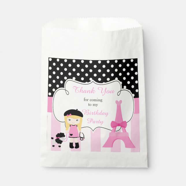 Paris Eiffel Tower Blonde Girl Favour Bag (Front)