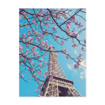 Paris Eiffel Tower Blooms in Springtime Postcard