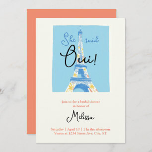 Paris Eiffel Tower bridal shower invitations