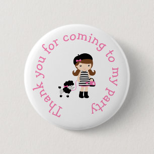 Paris Eiffel Tower Brunette Girl 2 Inch Round Button