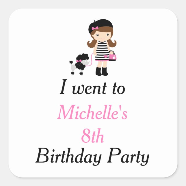 Paris Eiffel Tower Brunette Girl  'I went to' Square Sticker (Front)