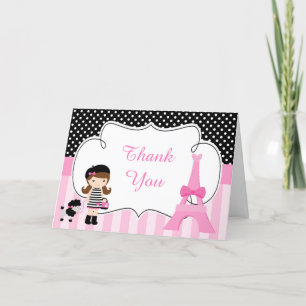 Paris Eiffel Tower Brunette Girl Thank You Card