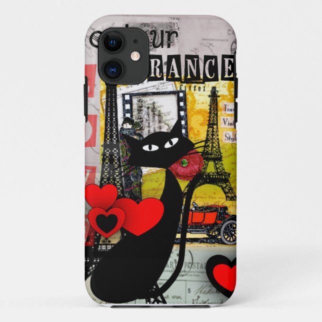 Paris Eiffel Tower Cat Lovers gifts Case-Mate iPhone Case (Back)