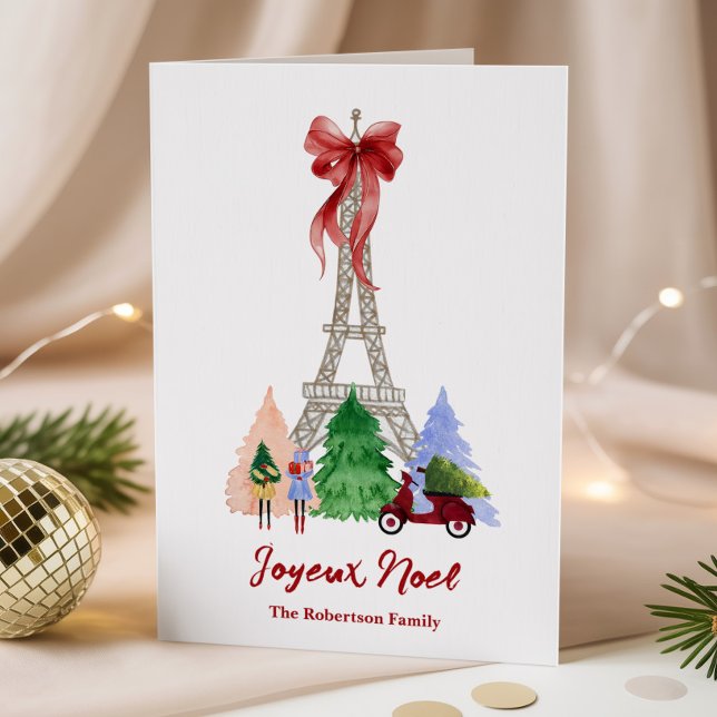 Paris Eiffel Tower Christmas Holiday Personalized Card (Creator Uploaded)