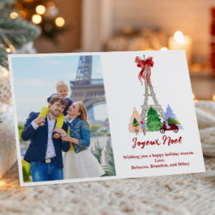 Paris Eiffel Tower Christmas Holiday Photograph Card