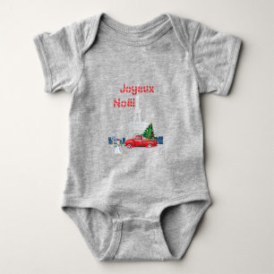 Paris Eiffel Tower Christmas Tree Red Truck Joyeux Baby Bodysuit