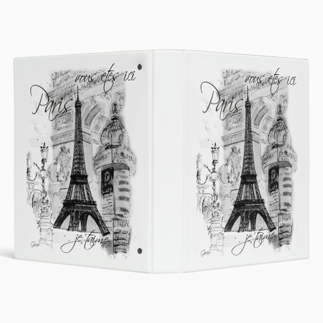 Paris Eiffel Tower Collage Scene Binder (Background)
