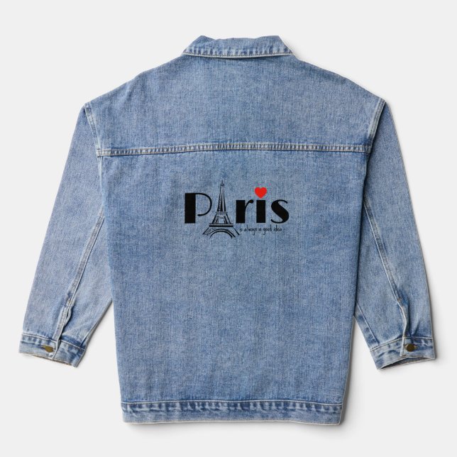 Paris Eiffel Tower Design  Denim Jacket (Back)