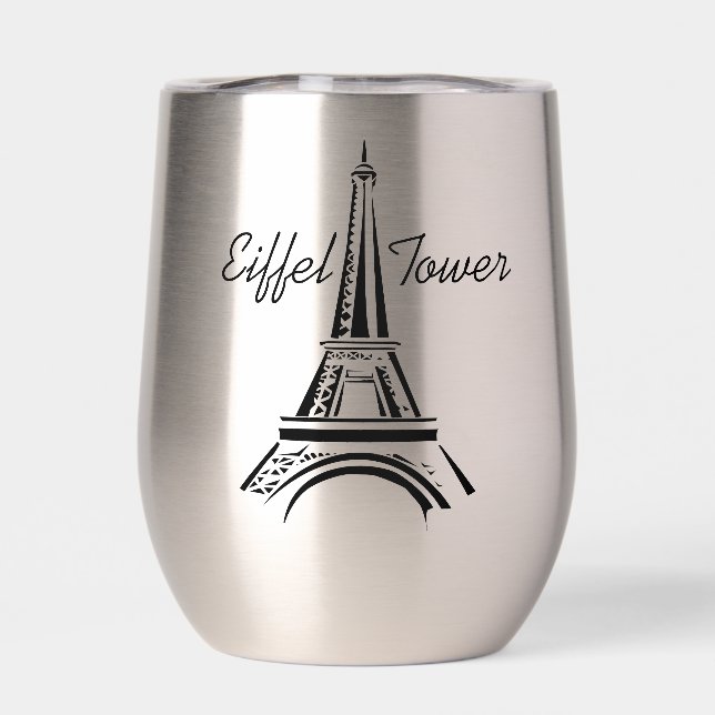 Paris Eiffel Tower Design Thermal Wine Tumbler (Back)