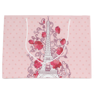 Paris Eiffel tower elegant stylish silhouette Large Gift Bag