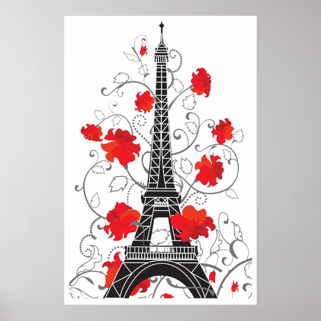 Paris Eiffel tower elegant stylish silhouette Poster (Front)