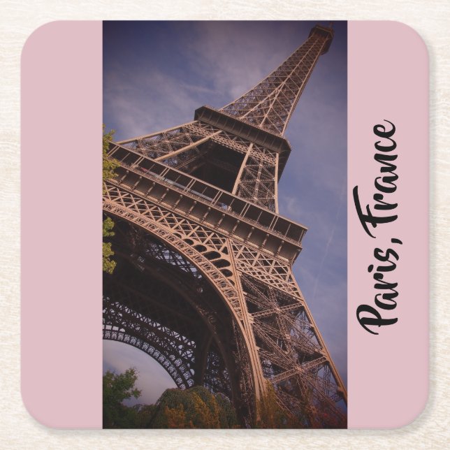 Paris Eiffel Tower Famous Landmark Photo Square Paper Coaster (Front)