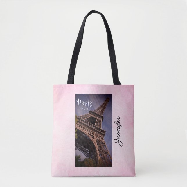 Paris Eiffel Tower Famous Landmark Photo Tote Bag (Front)