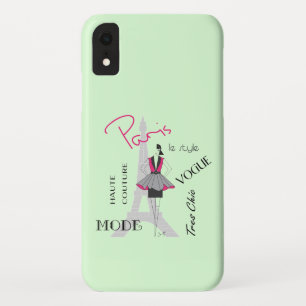 Paris Eiffel Tower Fashion Light Green iPhone XR Case