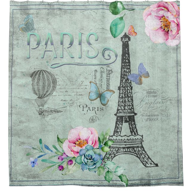 Paris-Eiffel Tower-Flower-Floral-Vintage-Roses (Front)