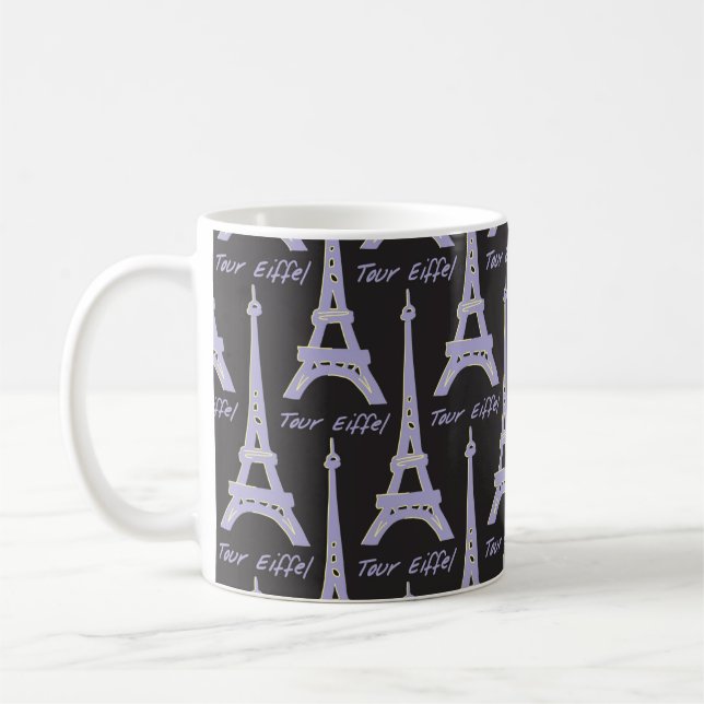 Paris Eiffel Tower France Purple and Black Mug (Left)