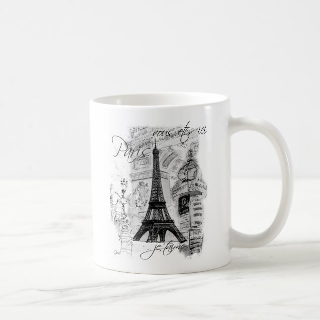 Paris Eiffel Tower French Scene Collage Coffee Mug (Right)