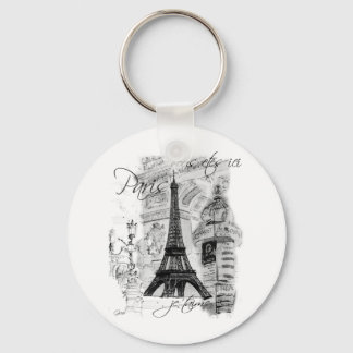 Paris Eiffel Tower French Scene Collage Keychain