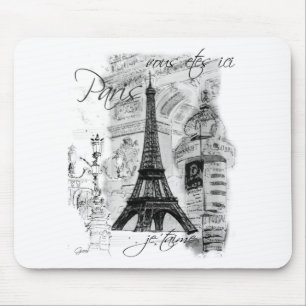 Paris Eiffel Tower French Scene Collage Mouse Pad