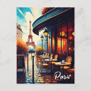 Paris Eiffel Tower from a cafe Postcard