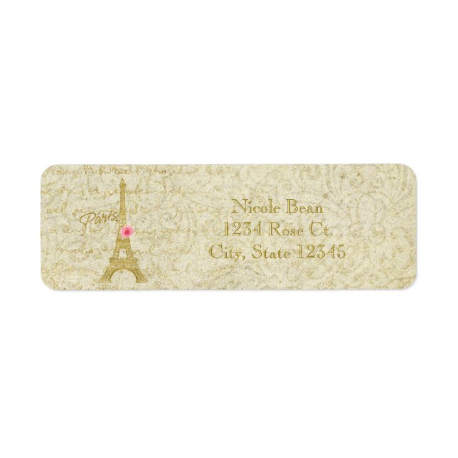 Paris Eiffel Tower Gold & Pink Elegant Chic (Front)