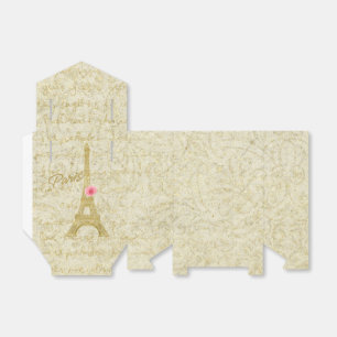 Paris Eiffel Tower Gold & Pink Elegant Favour Favor Box