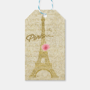 Paris Eiffel Tower Gold & Pink Elegant Gift Tag