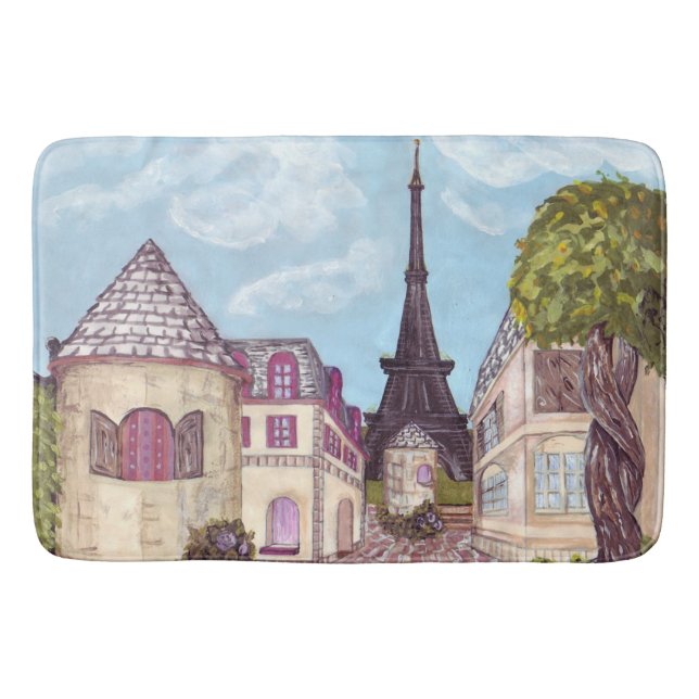 Paris Eiffel Tower inspired landscape bath mat (Front)