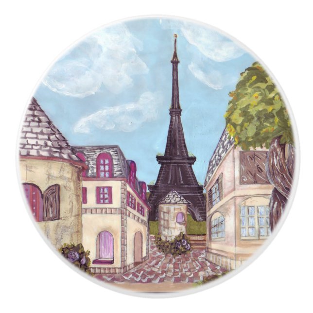 Paris Eiffel Tower inspired landscape drawer knob (Front)