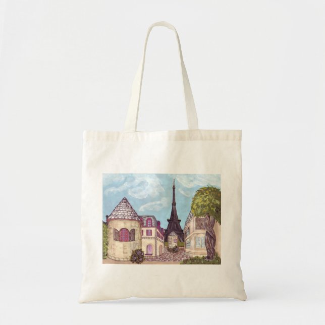 Paris Eiffel Tower inspired landscape tote bag (Front)