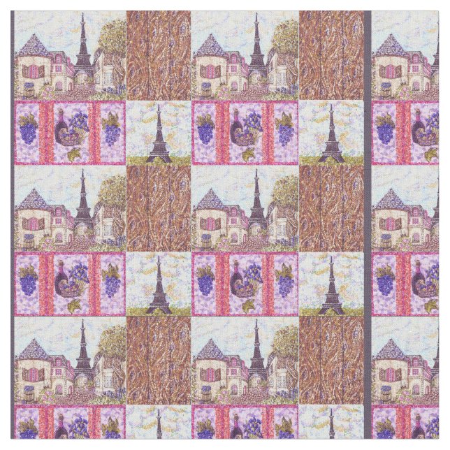 Paris Eiffel Tower inspired pointillism fabric 2 (Close Up)