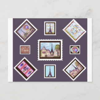 Paris Eiffel Tower inspired Postage postcard