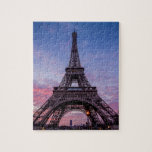 Paris Eiffel Tower Jigsaw Puzzle<br><div class="desc">Eiffel Tower in Paris,  France with purple sky background</div>