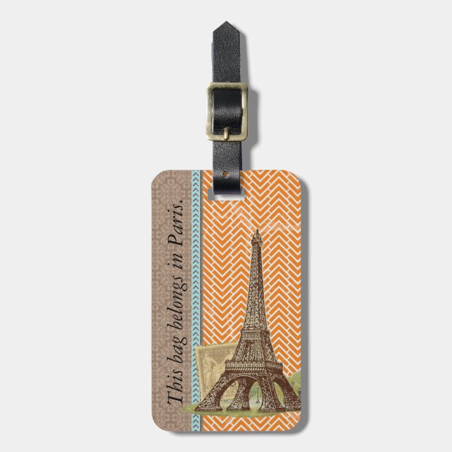 Paris Eiffel Tower Luggage Tag (Front Vertical)