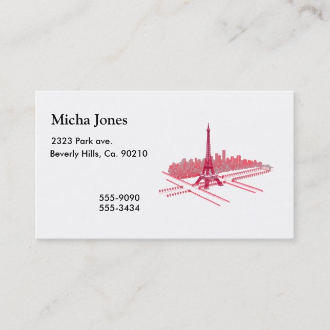 Paris Eiffel Tower Modern Sketch Business Card (Front)