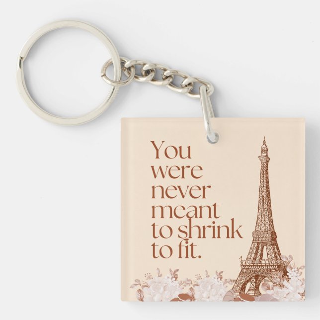 Paris Eiffel Tower Motivational Quote Wall Art Keychain (Front)