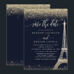 Paris Eiffel Tower Navy Gold Save The Date Card<br><div class="desc">Paris Eiffel Tower Navy Gold Save The Date Card. Personalize this custom design with your own details.</div>