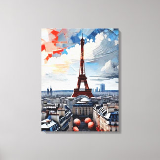 Paris Eiffel Tower Palette Tapestry 1 Canvas Print