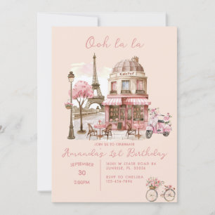 Paris Eiffel Tower Party Girl Birthday Invitation